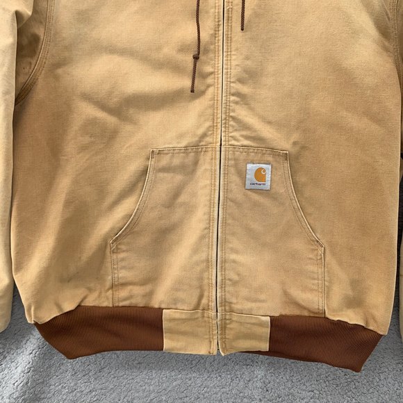 Vtg USA Made Carhartt J03 Coat Men's 2XL Brown Cotton Duck Hooded Jacket Hoodie - Picture 6 of 12